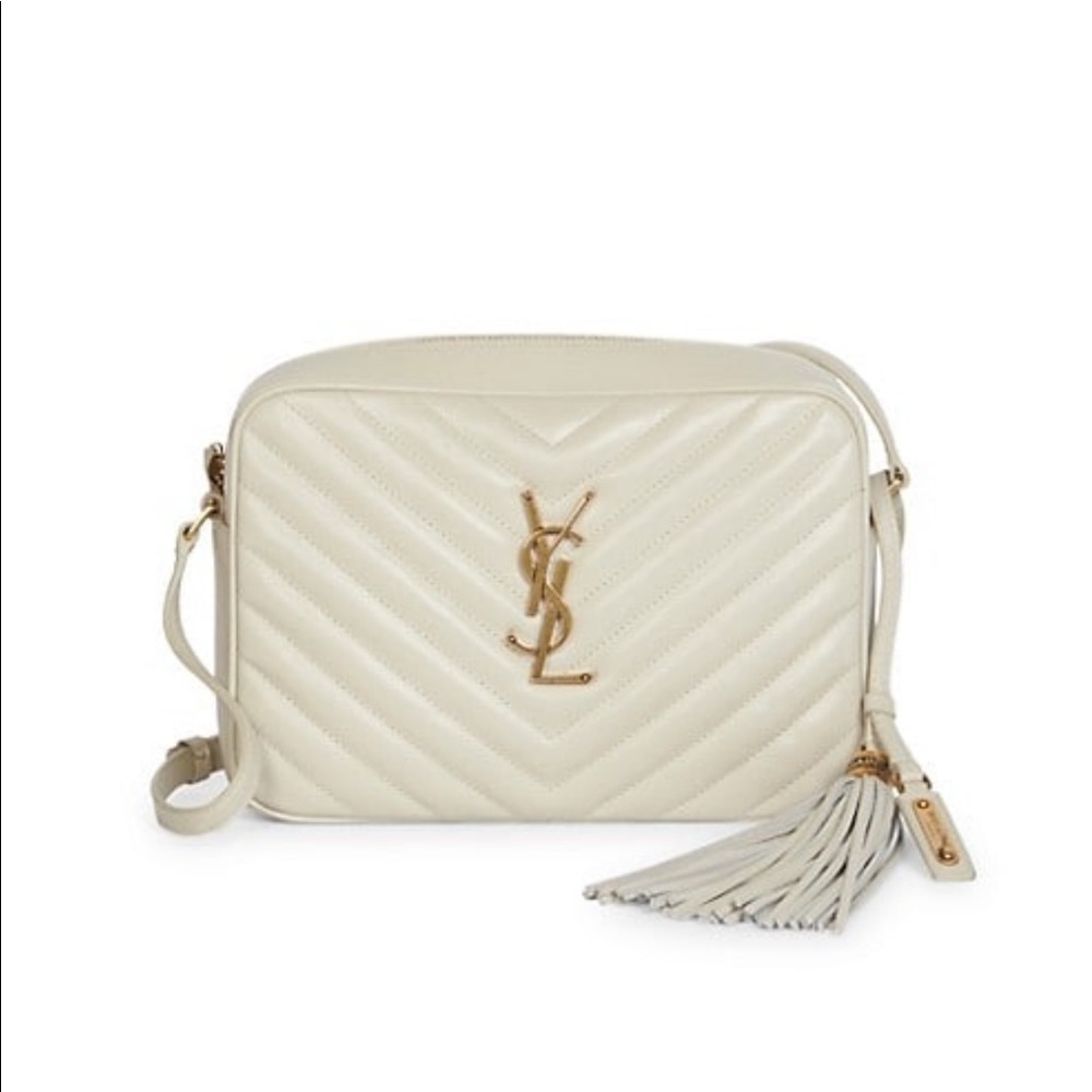 Yves Saint Laurent Cream Quilted Leather Camera Bag with Gold YSL Logo - Picture 11 of 11